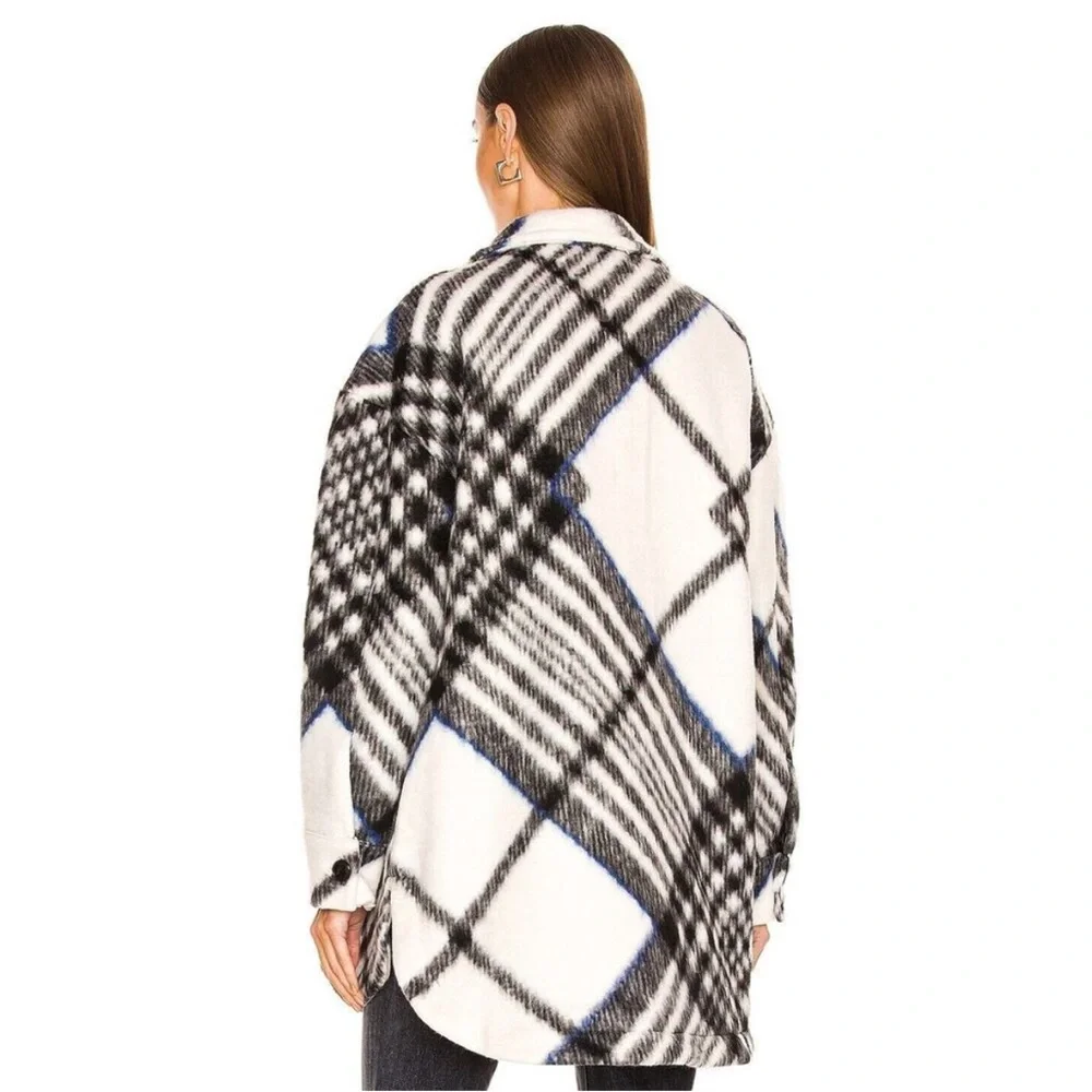 ANINE BING Oakley oversized checked brushed Shirt Jacket size S - Picture 2 of 6